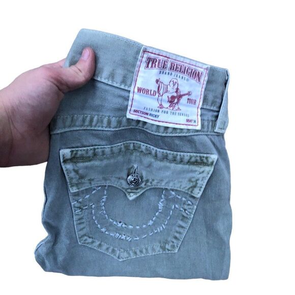 Vintage True Religion Jeans Size 31 RICKY Green - Picture 9 of 11